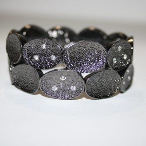 🖤💎 Gunmetal + Rhinestone Bracelet (7") · 7/8" Tall 💎🖤